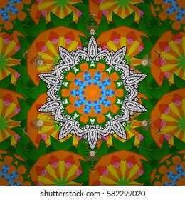 Vector gift voucher template with mandala ornament on a background.