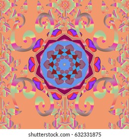 Vector gift voucher template with mandala ornament on a blue background.