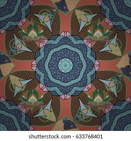 Vector gift voucher template with mandala ornament on a gray background.