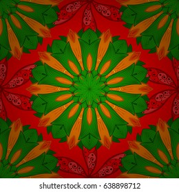 Vector gift voucher template with mandala ornament on a red background.