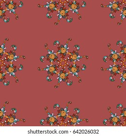 Vector gift voucher template with mandala ornament on a blue background.
