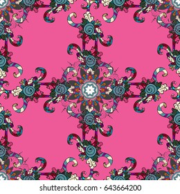 Vector gift voucher template with mandala ornament on a blue background.