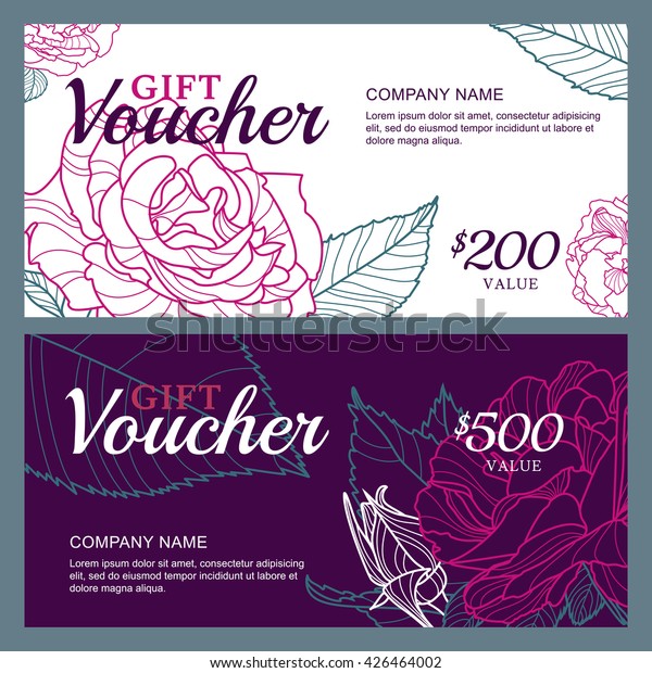 Vector Gift Voucher Template Pink Roses Stock Vector (Royalty Free ...