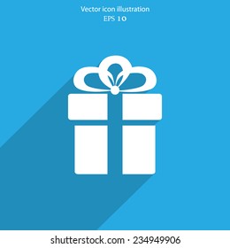Vector gift web flat icon. Eps 10 illustration.