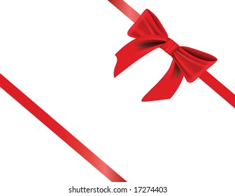 Vector - gift wrapped with elegant red bow, with realistic shading