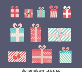 Vector gift wrapping collection. Vintage illustration