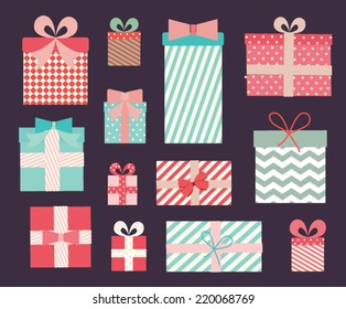 Vector gift wrapping collection. Vintage illustration