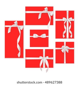 Vector gift wrapping collection with white ribbon