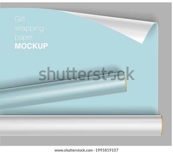 Vector\
gift wrapping paper rolls mock up on light background with\
transparent shadows. Template for your design.\
