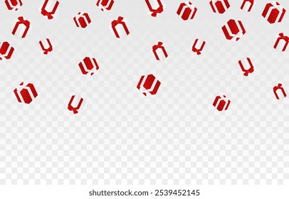 Vektorgeschenke png. Fallende mehrfarbige Geschenke auf transparentem Hintergrund, Textur-Overlay. Weihnachten oder Neujahr Geschenke. Festlicher Hintergrund.