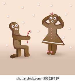 vector ginger bread love pair