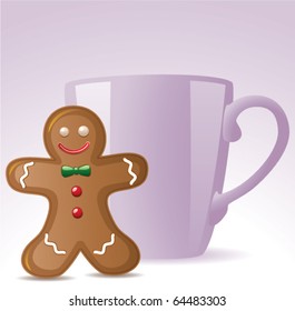 vector gingerbread cookie and a cup