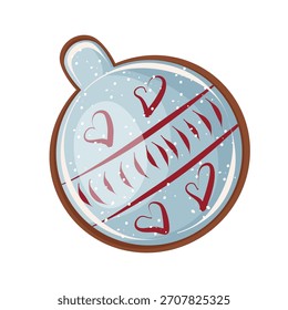 Vector gingerbread cookie in the form of Christmas ball isolated. Christmas pastry on the white background. Illustration for bakery, candy store.