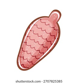 Vektor Lebkuchen Keks in Form von Weihnachtskugel Fichtenkegel isoliert. Weihnachtsgebäck auf weißem Hintergrund. Illustration für Bäckerei, Süßwarenladen.