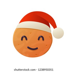 Vector gingerbread cookie in santa claus hat on white background isolated