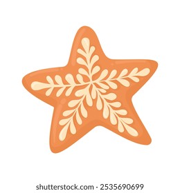 Vector gingerbread cookies in the shape of a star, isolated on a white background. Winter homemade sweets in the shape of a star with white icing. Gingerbread vector illustration in flat style.