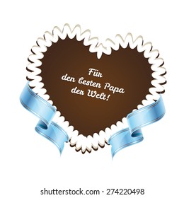 Vector gingerbread heart with ribbon and written "For the best dad in the world"