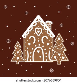 Vector gingerbread house. Christmas cookies. Nice illustration. 