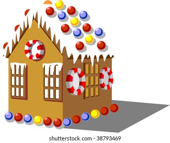 Vector. Gingerbread house color 01. More Cartoons see in portfolio