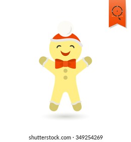 Vector Gingerbread Man. Colorful. Single Flat Icon 