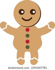 vector gingerbread man cookie with smile