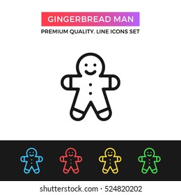 Vector gingerbread man icon. Christmas concepts. Premium quality graphic design. Modern signs, outline symbols collection, simple thin line icons set for websites, web design, mobile app, infographics