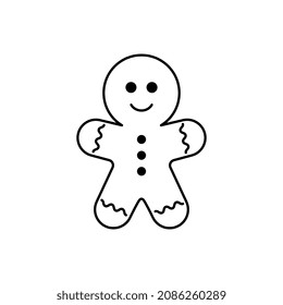 Vector Gingerbread Man Icon on White Background