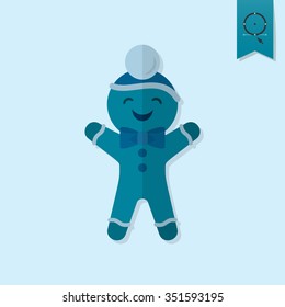 Vector Gingerbread Man. Monochrome color. Single Flat Icon