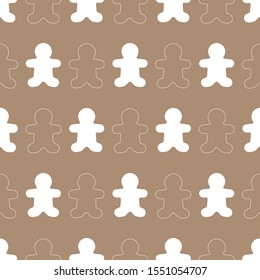 Vector gingerbread man silhouette seamless pattern background. Perfect for fabric, scrapbooking, wallpaper projects.