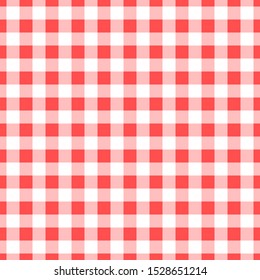 Vector gingham red white seamless pattern