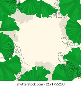 Vector ginkgo biloba leaves banner. Nature botanical leaves garden background and space for text.