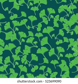 Vector ginkgo leaves. Can be used for wallpaper, pattern fills, textile, web page background, surface textures. Vector illustration.