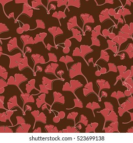 Vector ginkgo leaves. Can be used for wallpaper, pattern fills, textile, web page background, surface textures. Vector illustration.