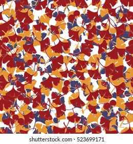 Vector ginkgo leaves. Can be used for wallpaper, pattern fills, textile, web page background, surface textures. Vector illustration.
