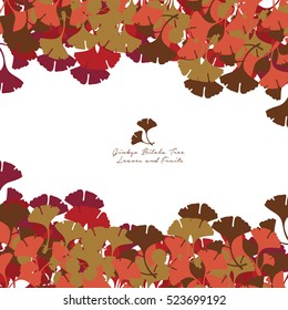 Vector ginkgo leaves. Can be used for wallpaper, pattern fills, textile, web page background, surface textures. Vector illustration.