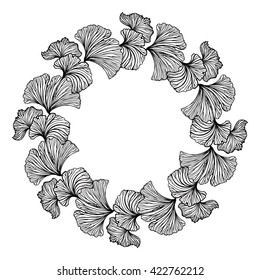 Vector ginkgo leaves frame on a white background. 
