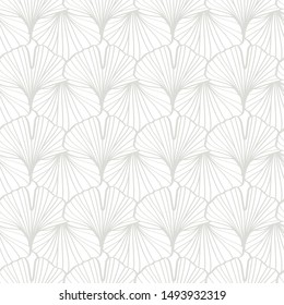 Vector ginkgo leaves seamless pattern, white and gray