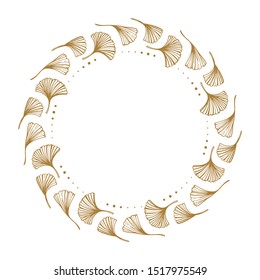 Vector ginkgo leaves vintage style frame. Autumnal background.