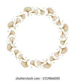 Vector ginkgo leaves vintage style frame. Autumnal background.