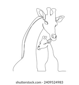 Vector giraffe continuous outline art illustration and world wildlife day one line art