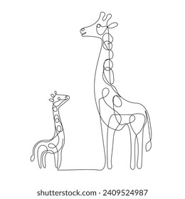 Girafa de vectores contínua ilustración de arte y arte de una línea del día mundial de la vida silvestre