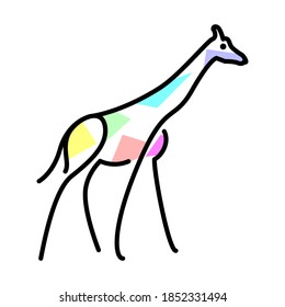 Vector giraffe in filling shapes style