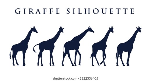 Vector of giraffe flat silhouette with different poses
