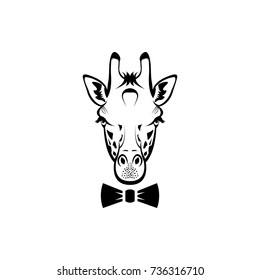 Vector giraffe head, face  for retro hipster logos, emblems, badges, labels template and t-shirt vintage design element. Isolated on white background