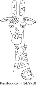 Vector Of A Giraffe Head On White Background, Wild Animals. Cute giraffe drawing. The design of postcards, booklets, flyers.