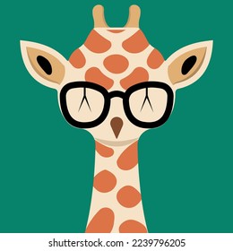 Vector giraffe illustration with eyeglasses