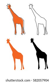 Vector giraffe illustration. Wild animal. Giraffe geometrical icon collection, good for park, zoo, reserve, pet shop, touristic, safari traveling company, kid toys store.