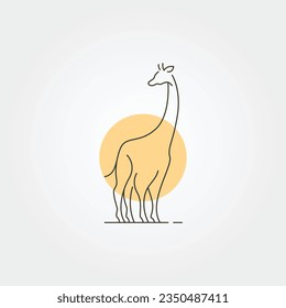 vector of giraffe line art icon logo symbol with sun vector illustration design