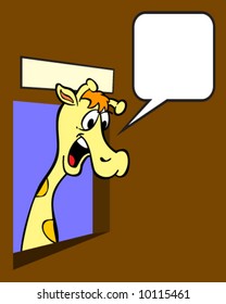 vector of giraffe at service window - teller, coat check, gift wrap, drive-through with copy space for your text