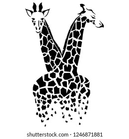 Vector giraffe silhouette, abstract animal illustration. Can be used for background, card, print materials